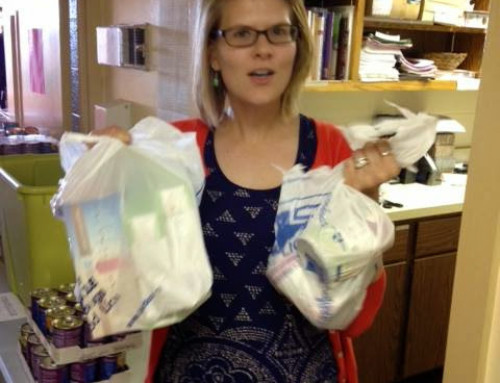 Volunteer helping to pack